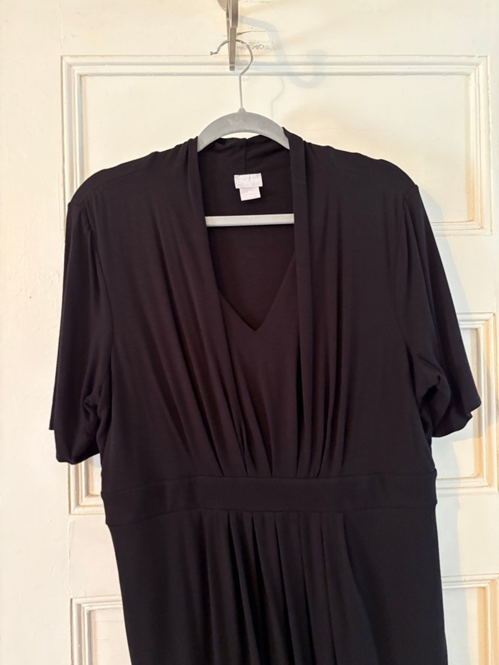 Chico's Black Short-Sleeve V-Neck Dress - Picture 4 of 11